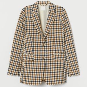 H&M Beige Checkered Jacket/Blazer NWT
